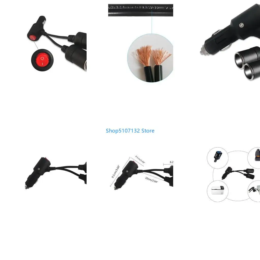 87HD 12V/24V Two-Way Cigarette Splitter with Switch for Car Accessories