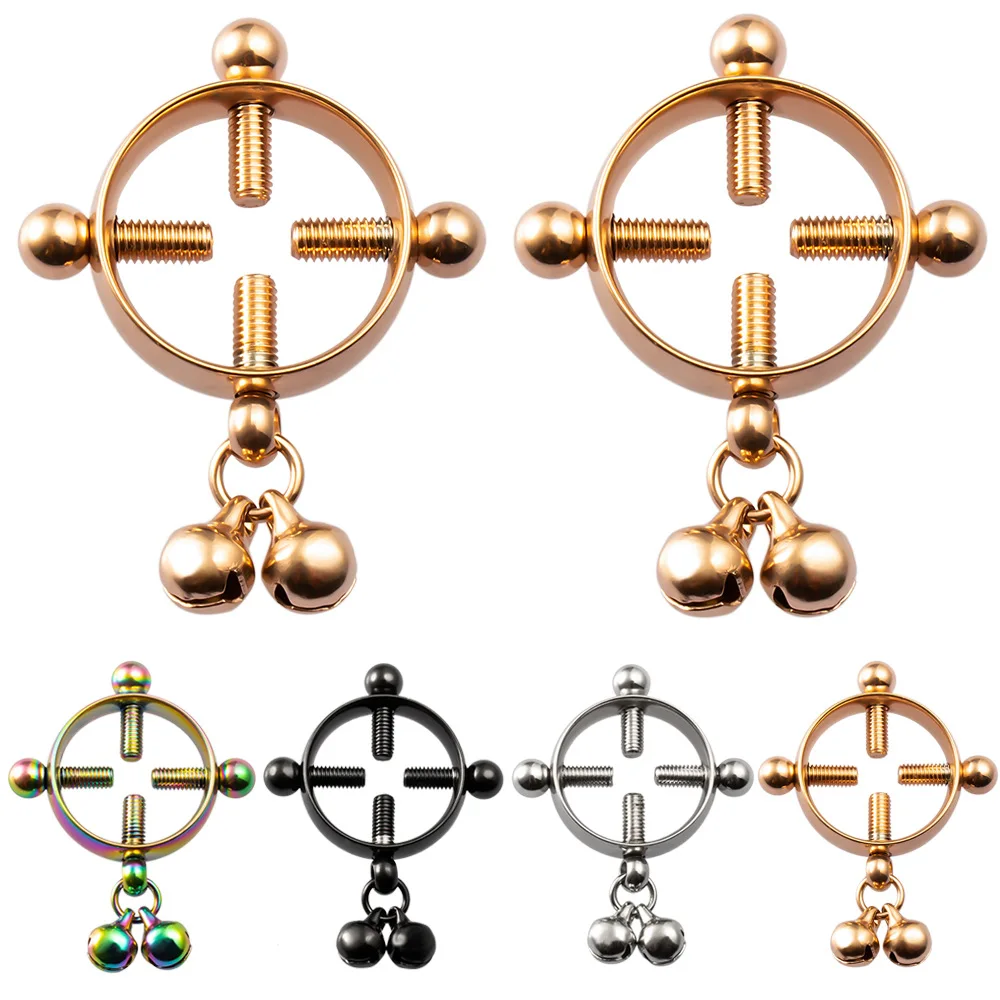 أزياء جرس الحلمة كليب الفولاذ المقاوم للصدأ مثير غير ثقب دائرة وهمية الحلمة حلقة قلادة ثقب المجوهرات بالجملة