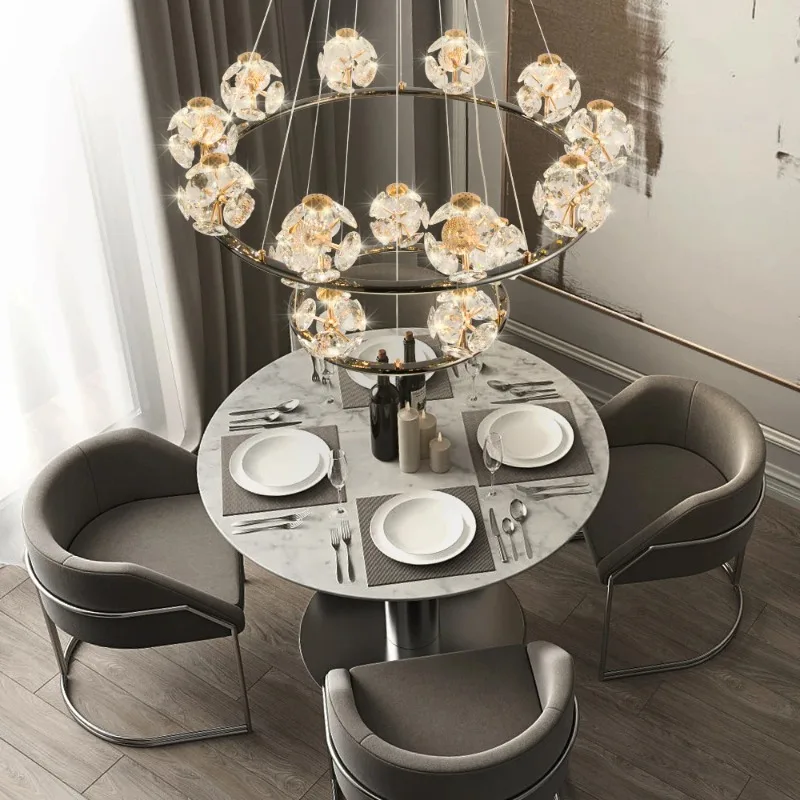 Modern Crystal Glass Ball Ceiling Chandelier Table Dining Living Room Kitchen Bedroom Island Villa Hall High-End Hanging Lamps