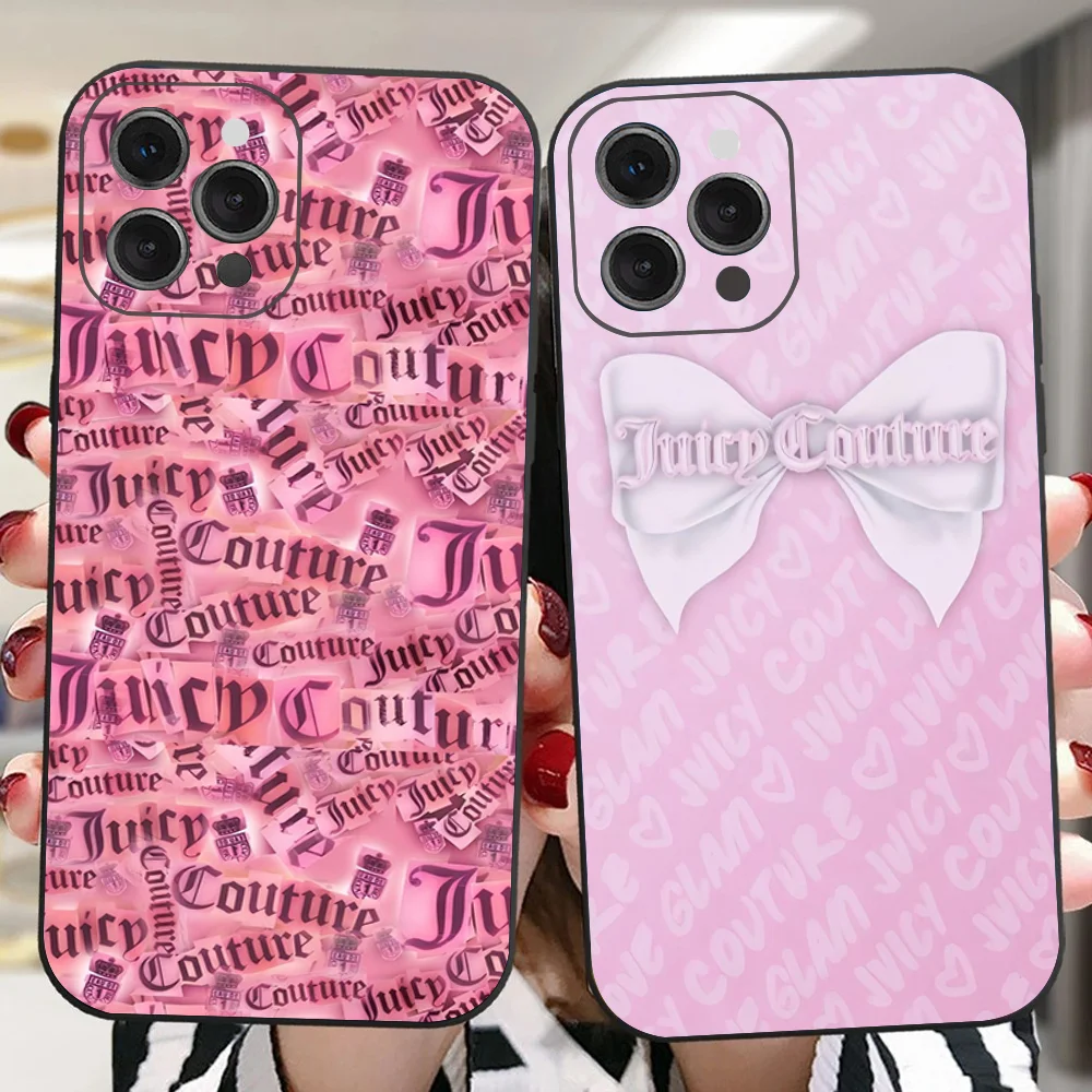 J-Juicy Cool C- Couture Phone Case For IPhone 16 15 14 13 Pro Max 11 12 Mini X Xs XR Se 2022 Black Silicone Cover