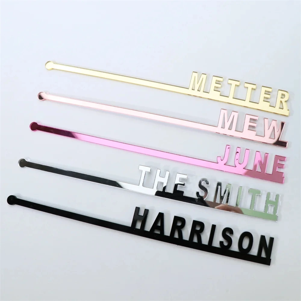 Personalized Drink Stirrers Wedding Drink Custom Name Stir Swizzle Sticks Cocktail Last Name Party Stir Stirrers Drection