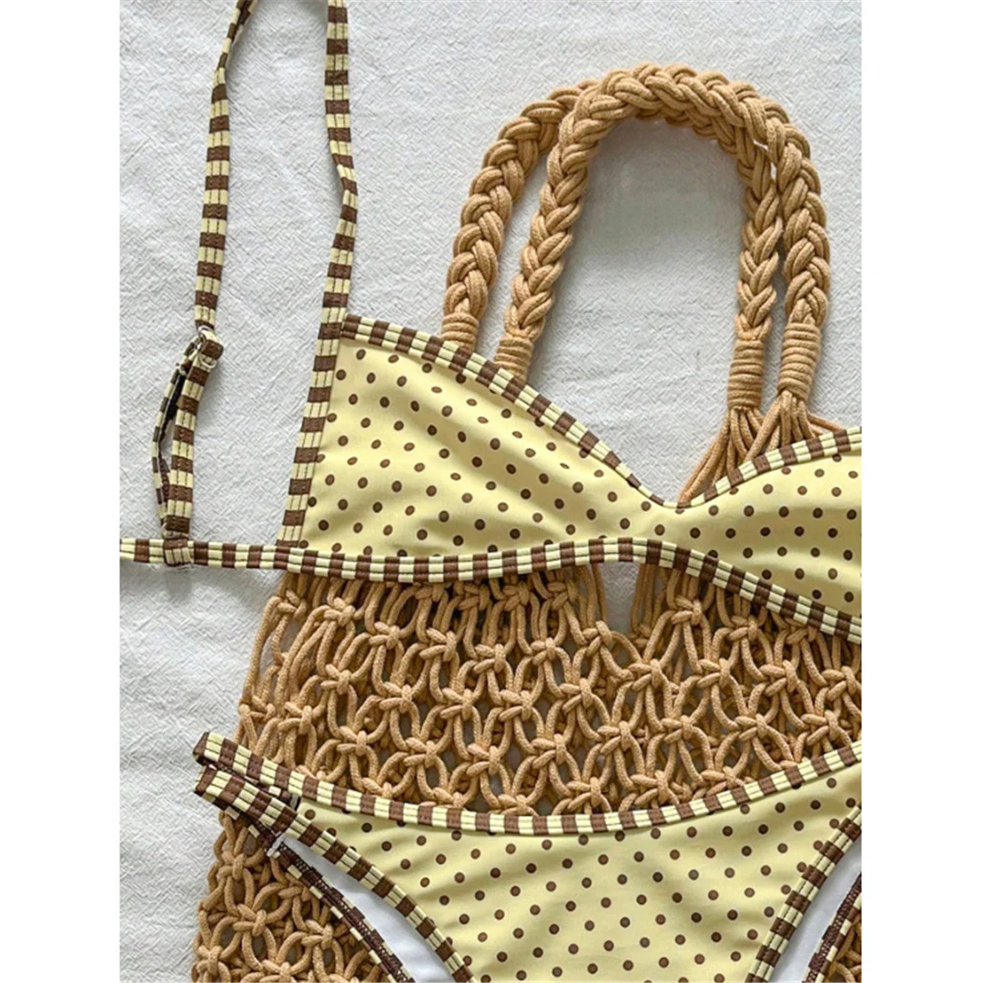 S - XL Polka Dot Bikini Damen Badeanzug Zweiteiliger Bikini-Set mit Polsterung und hohem Beinausschnitt Badebekleidung Badeanzug V8181 – Detail 7