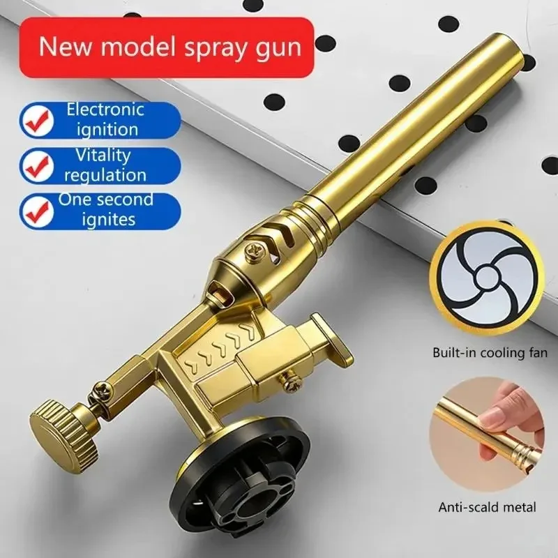 Portable Butane Gas Torch High Temperature Flame Welding Torch with Electronic Ignition Adjustable Flame for BBQ Cooking Brazing