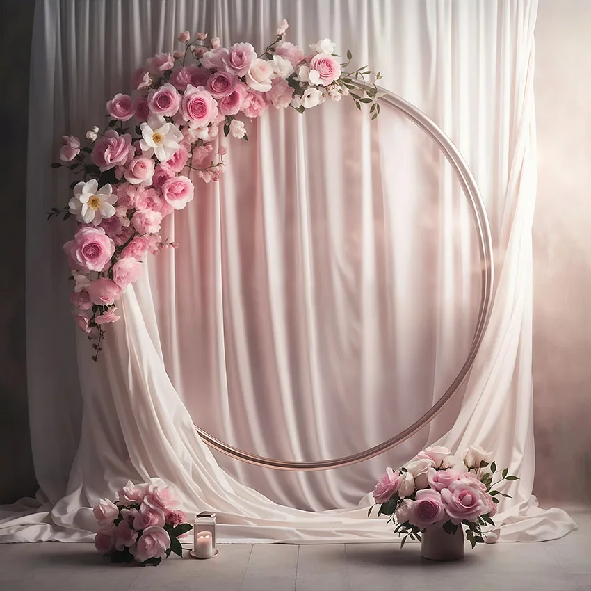 Mehofond Photography Background Boho Rings Floral Curtain Adult Birthday Wedding Maternity Portrait Decor Backdrop Photo Studio