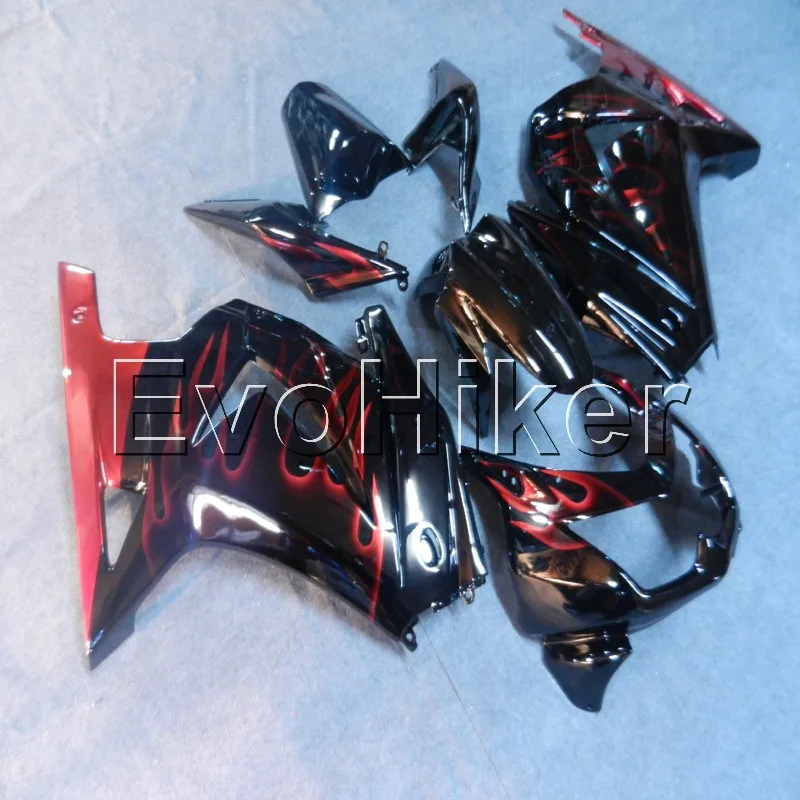 injection Fairings kit for ZX250R EX250 2008 2009 2010 2011 2012 red flames ZX 250R 08-12 ABS Plastic Bodywork Set