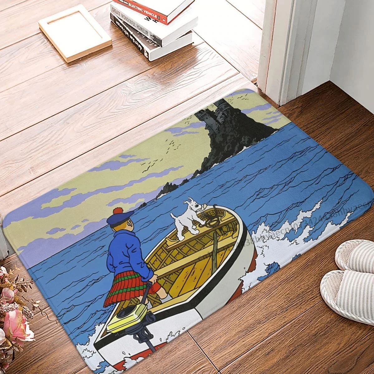 

Tin Tin Anime Non-slip Doormat Adventure To The Land Bath Bedroom Mat Prayer Carpet Flannel Pattern Decor