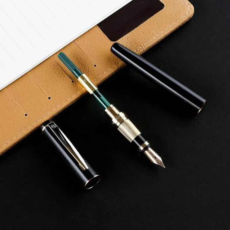 Hero 300 Black Barrel 12K Gold 0.5mm Nib Fountain Pen Golden Trim Office School Writing With Gift Box Pen Set Accessory