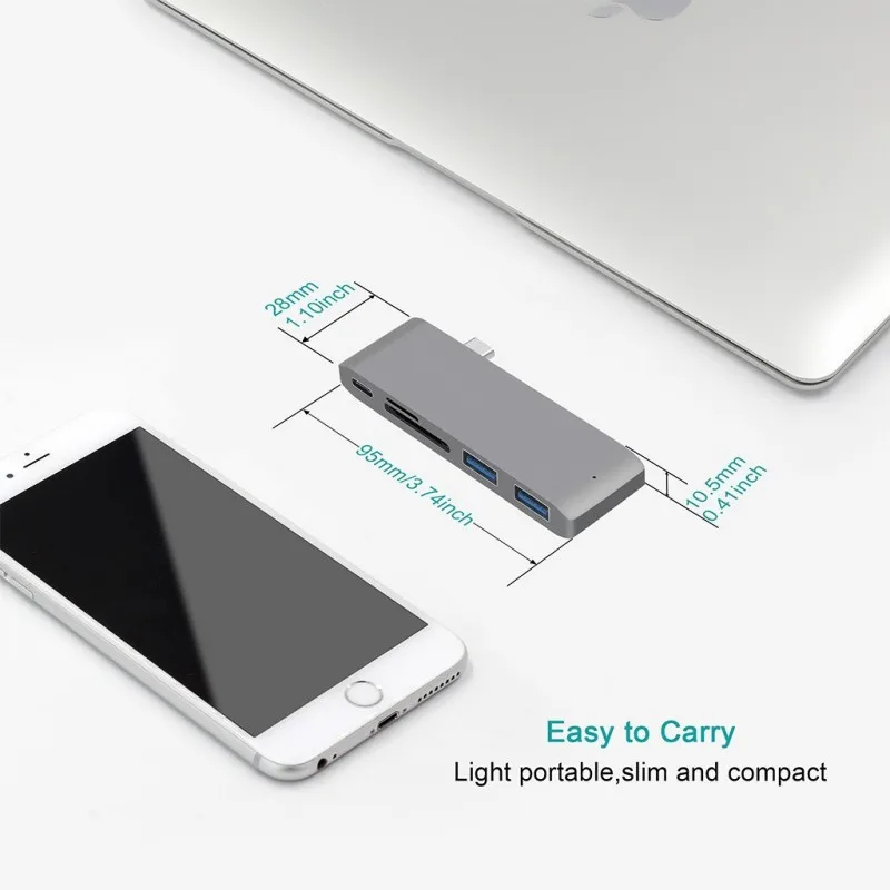 5 em 1 usb c hub usb tipo c hub adaptador para macbook pro/air m1 m2 2021 2020 2019 2018 thunderbolt 2 pd usb 3.0 leitor de cartão sd tf