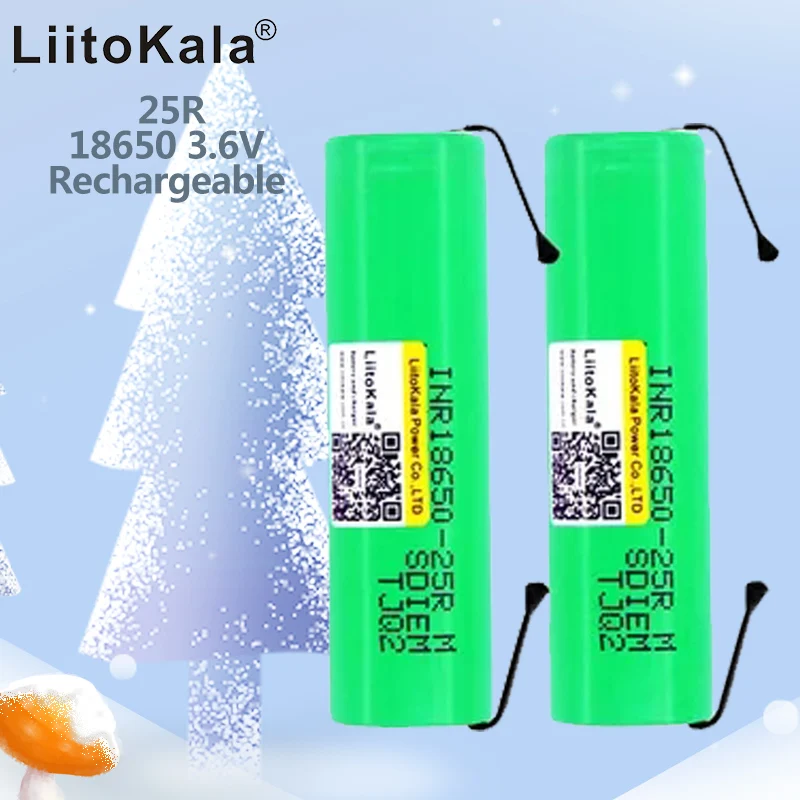 liitokala 100% Original 18650 2500 mah bateria recarregável 3.6 v inr18650 25r m 20a descarga 18650 battery + níquel diy