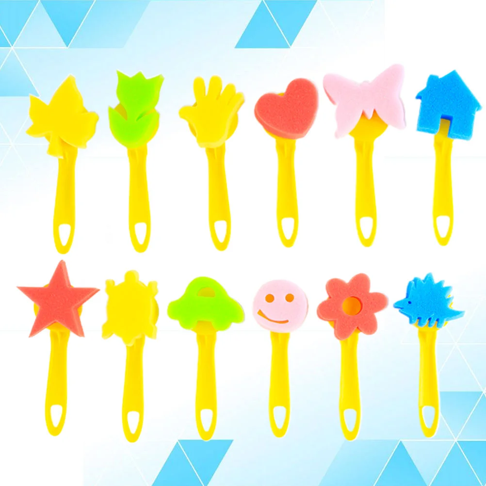 12PCS DIY Seal Toys Assorted Graffiti Hand Drawing Tools Fun Stamp Brush Educational Props Mixed Pattern