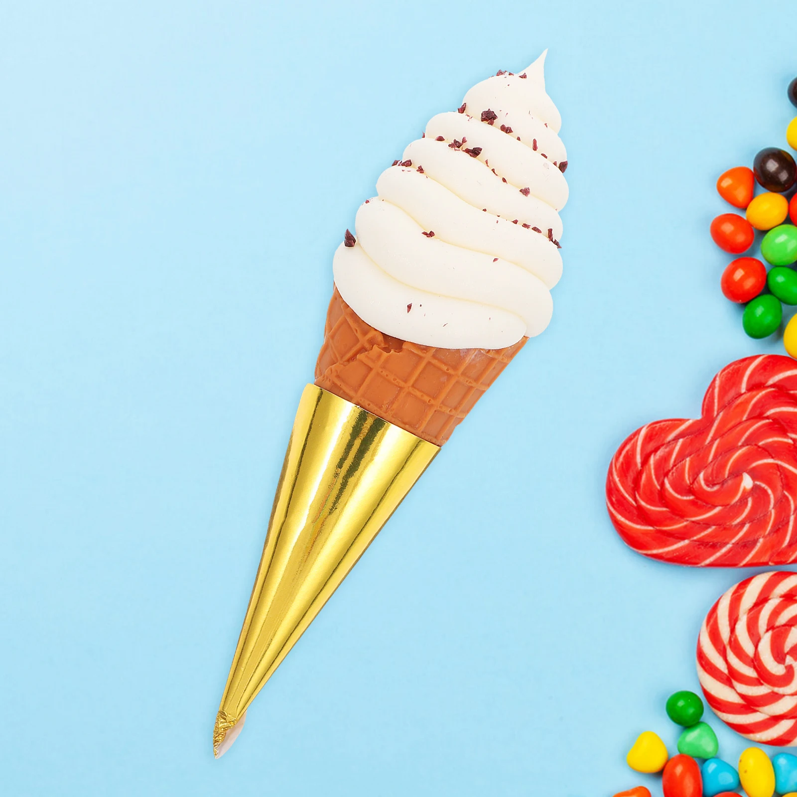 

Artificial Ice Cream Cone Props Lightweight PVC Decor Display Fake Dessert Model Photography Accessories Chocolate Chip Sweet