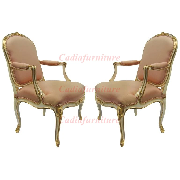 

French Wooden Frame Furniture Top Sale High Quality Leisure Chairs Pure Hand Made Wood Carving Chair