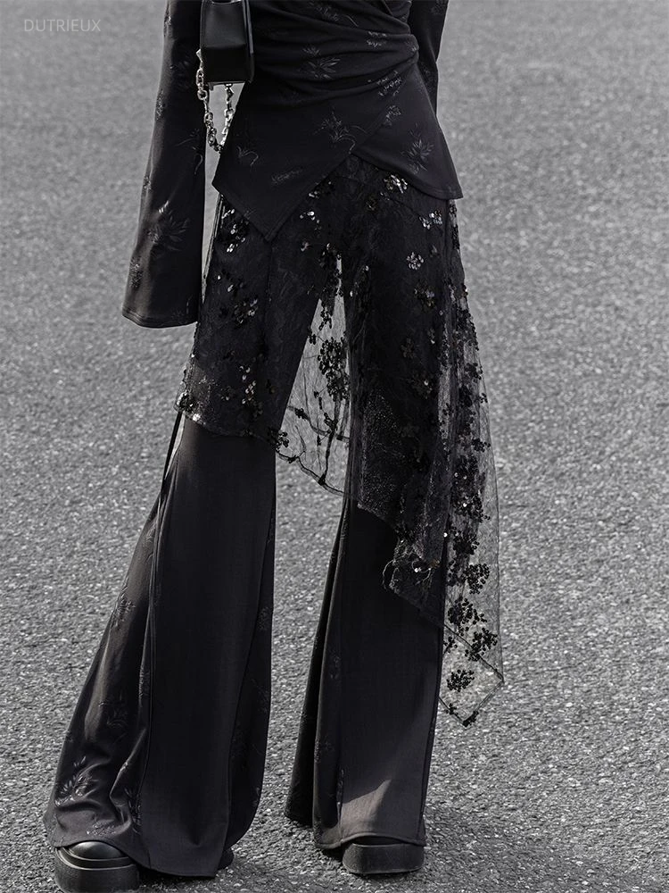 Harajuku Women Fairy Gauze Glitter Skirts See Through Irregular Bandage Skirt Vintage Grunge Trendy Mujer Faldas Y2k Aesthetic