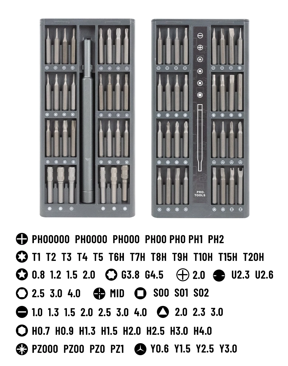 25/63 in 1 Multi-Bit-Präzisionsschraubendreher-Set, magnetische Phillips-, Torx-, Hex- und Flachkopf-Schraubendreher, für die Reparatur von Telefonen, Laptops, Uhren und Kameras – Detail 9