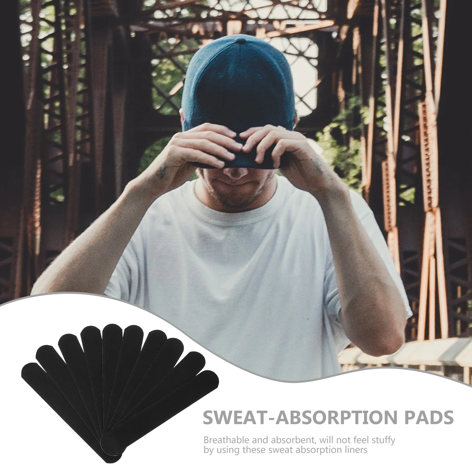 50Pcs Absorbent Sweat Pads for Hat Collar and Cuff Breathable Disposable Sweat Liner Stickers Comfortable Dryness Solution