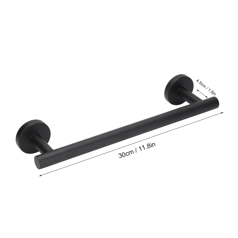 30cm Stainless Steel Black Brushed Single Towel Bar Rack Holder Bathroom Storage Organizer Towel Hanger Towel Holder Towel Rack