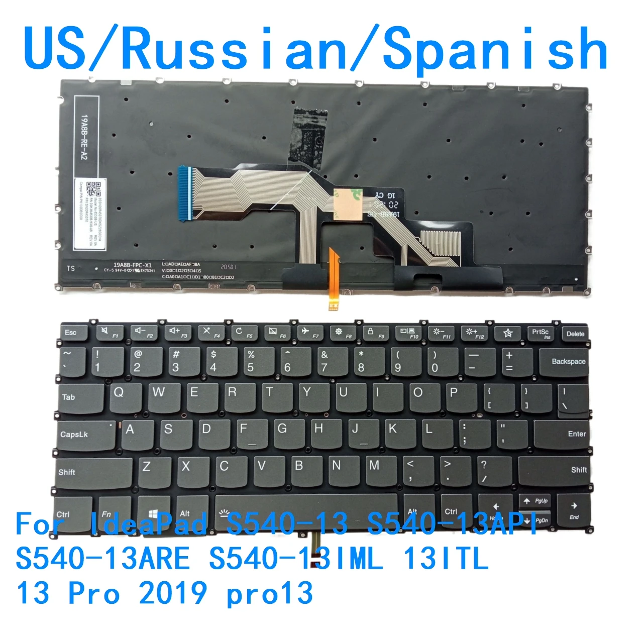 New US Russian Spanish Backlit Keyboard For Lenovo IdeaPad S540-13 S540-13API S540-13ARE S540-13IML 13ITL 13 Pro 2019 pro13