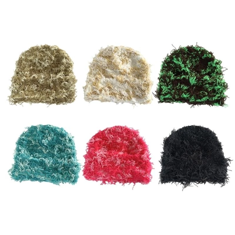 

J15U Adjustable Knit Cap with Fringed Detailing, Parent Child Beanie Hat Winter Warm Bonnet for Outdoor Activities and Travel