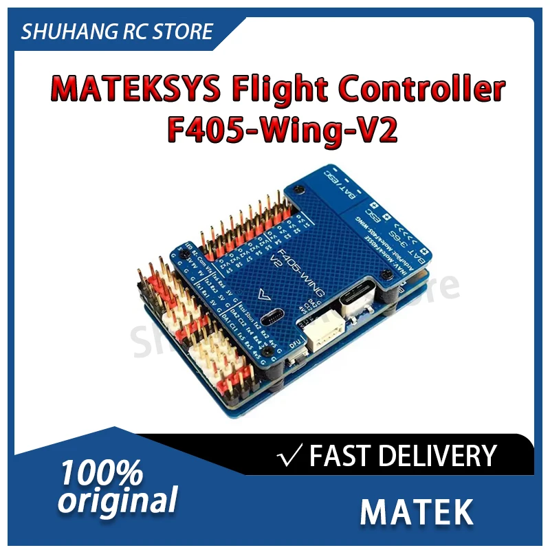 

MATEK MATEKSYS Flight Controller F405-Wing-V2 STM32F405RGT6 3~6S LiPo Built- in Baro OSD Blackbox for RC FPV Drone