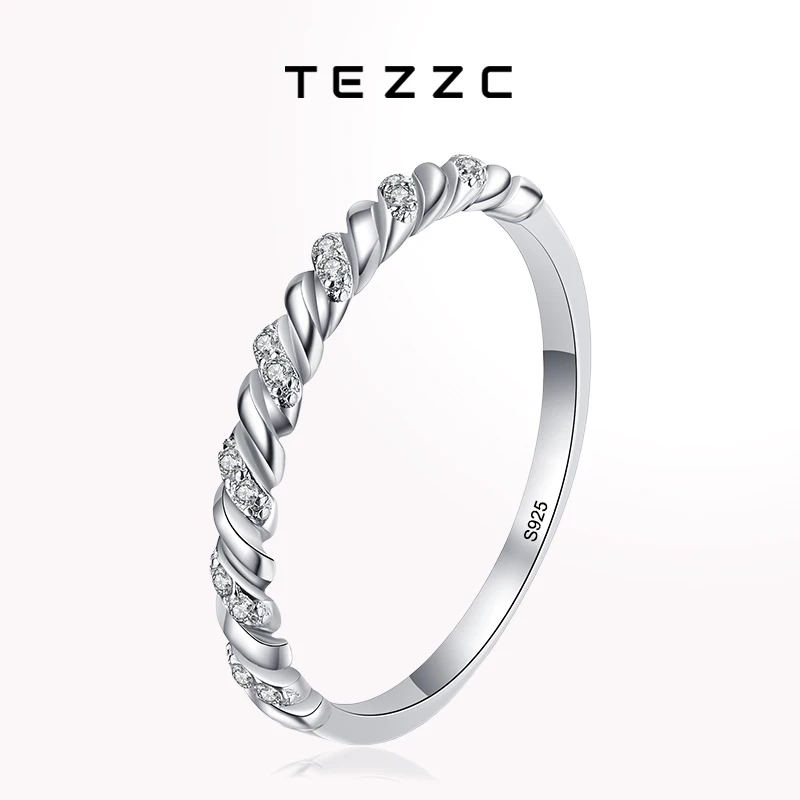 

Tezzc Full Moissanite Lab Diamond Ring 925 Sterling Silver Pass Diamond Test Party Rings For Women Promise Engagement Jewelry