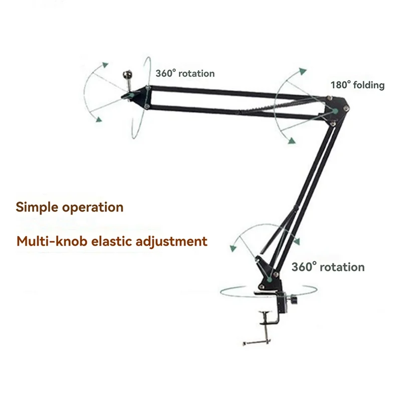 حامل ميكروفون رائد لسطح المكتب قابل للتعديل مع مشبك F، مناسب لميكروفونات بقطر 1.75 بوصة