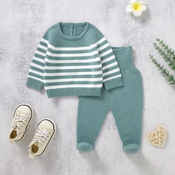 Baby Boys Girls Clothing Sets Autumn Winter Casual Full Sleeves Sweaters Pullovers+Trousers Outfits for Newborn Infant Wear 2pcs