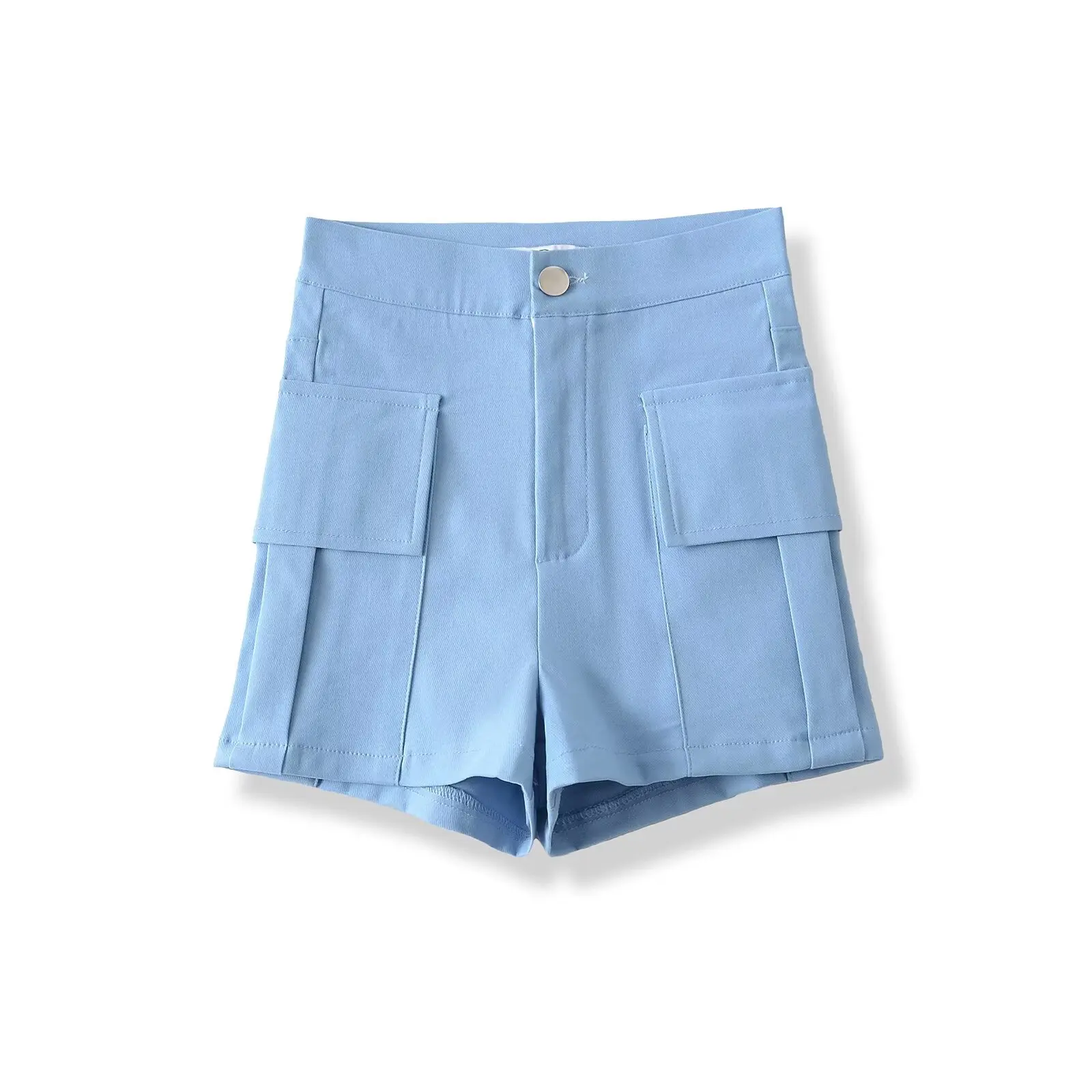 ملابس العمل بتصميم كيت الأمريكي القديم orts عالية الخصر مستقيمة الساق تغطي المؤخرة للتنقل في الصيف المرنة متعددة الاستخدامات