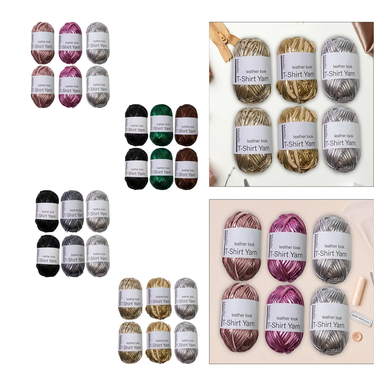 Metallic T-shirt Yarn Multiuse Soft Weaving Supplies DIY Projects Knitting Yarn Crochet for Cushion Tapestry Keychains Women