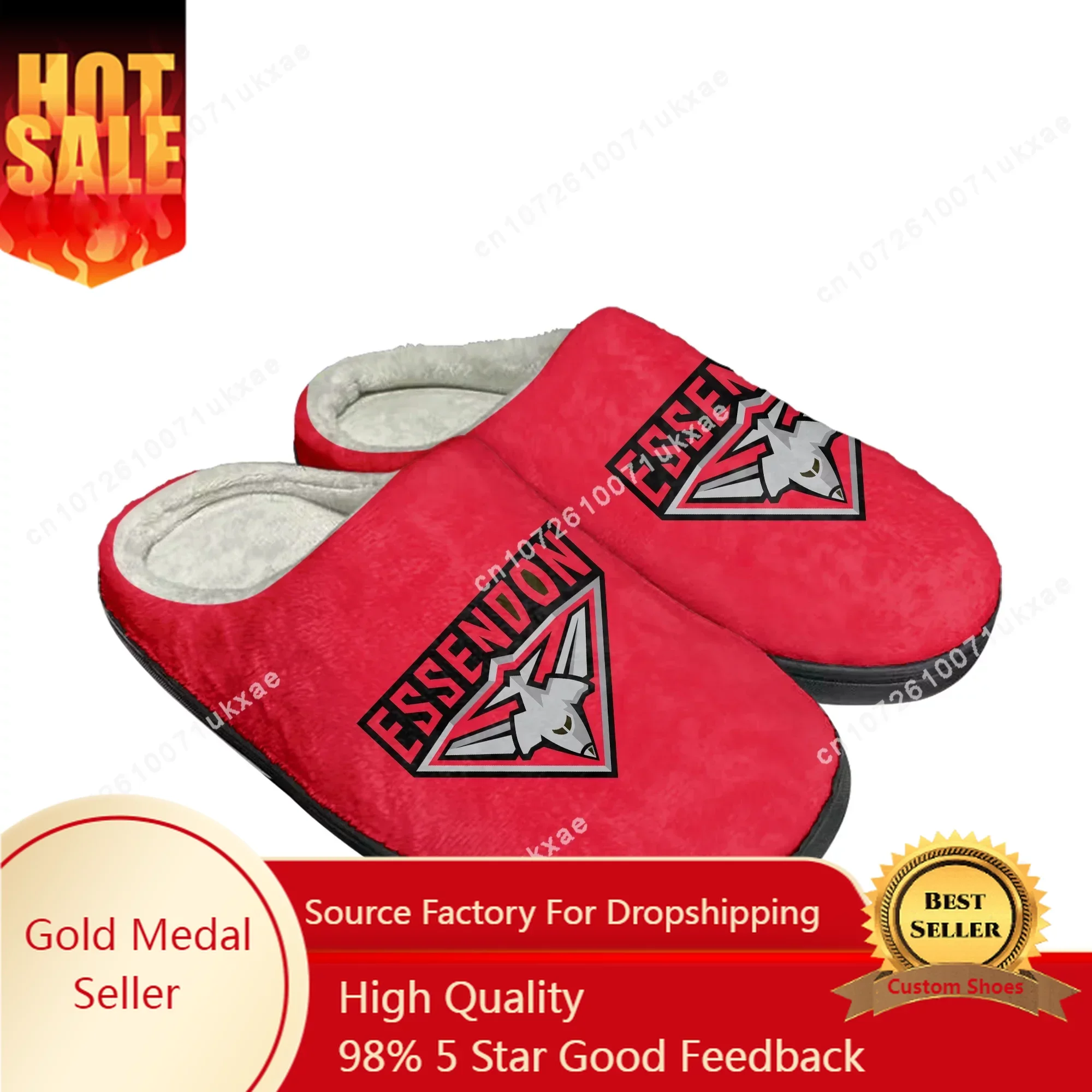 Essendon Bombers Australian Football Home Cotton Slippers Mens Womens Plush Bedroom Keep Warm Shoes Thermal Slipper Custom Shoe