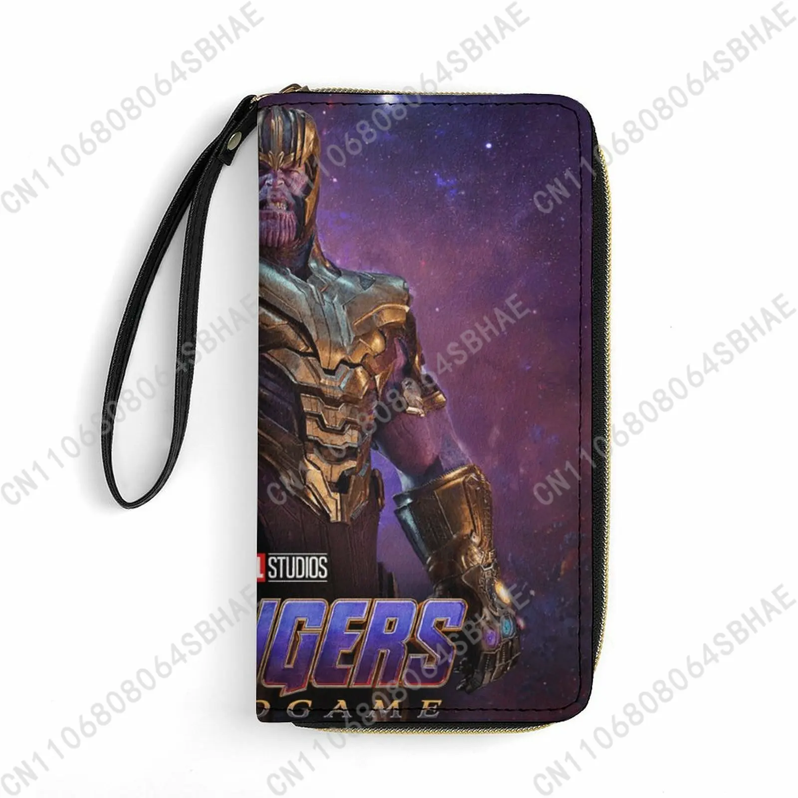 

Marvel Thanos Custom PU Leather Wallet Rope Handle Small Portable Card Holder Men Women Purse Gift Friend Parents Cosplay