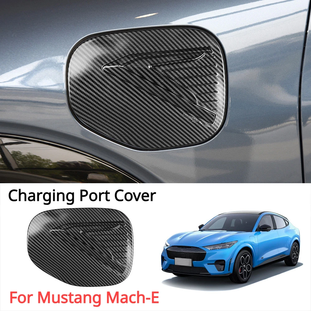 

For Ford Mustang Mach-E Charging Port Cover Fuel Tank Sticker ABS Carbon Fiber Trim Car Modification Decoration Mach E 2021-2023