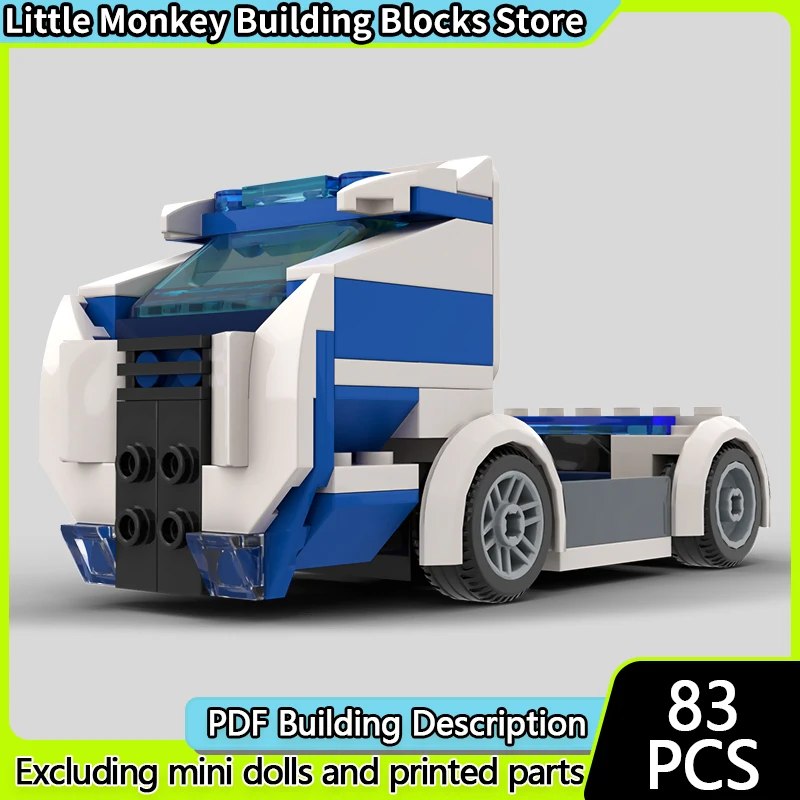 

City Car Model MOC Building Bricks White And Blue Semi Truck Modular Technology Children Holiday Gifts Assemble Toys Suit