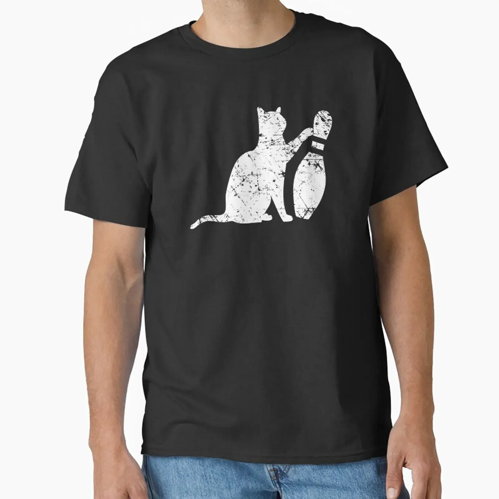 Ornery Alley Cat Tipping Bowling Pin designed and sold by Rebecca Cruz vintage Washed Slightly Breathable homme Soft
