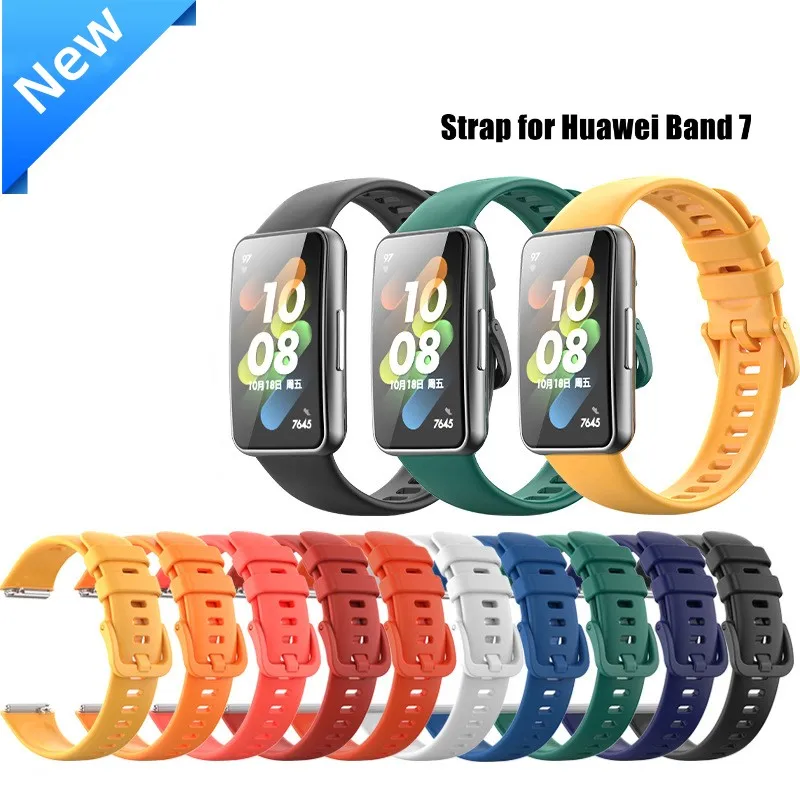 Pulseira de silicone para huawei band 7 esporte pulseira de relógio inteligente macio tpu pulseira de substituição para huawei band7