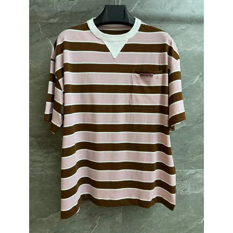 

2026 New Cotton Round Neck Striped Short-sleeved T-shirt Loose Slimming All-match Casual Top For Small Women