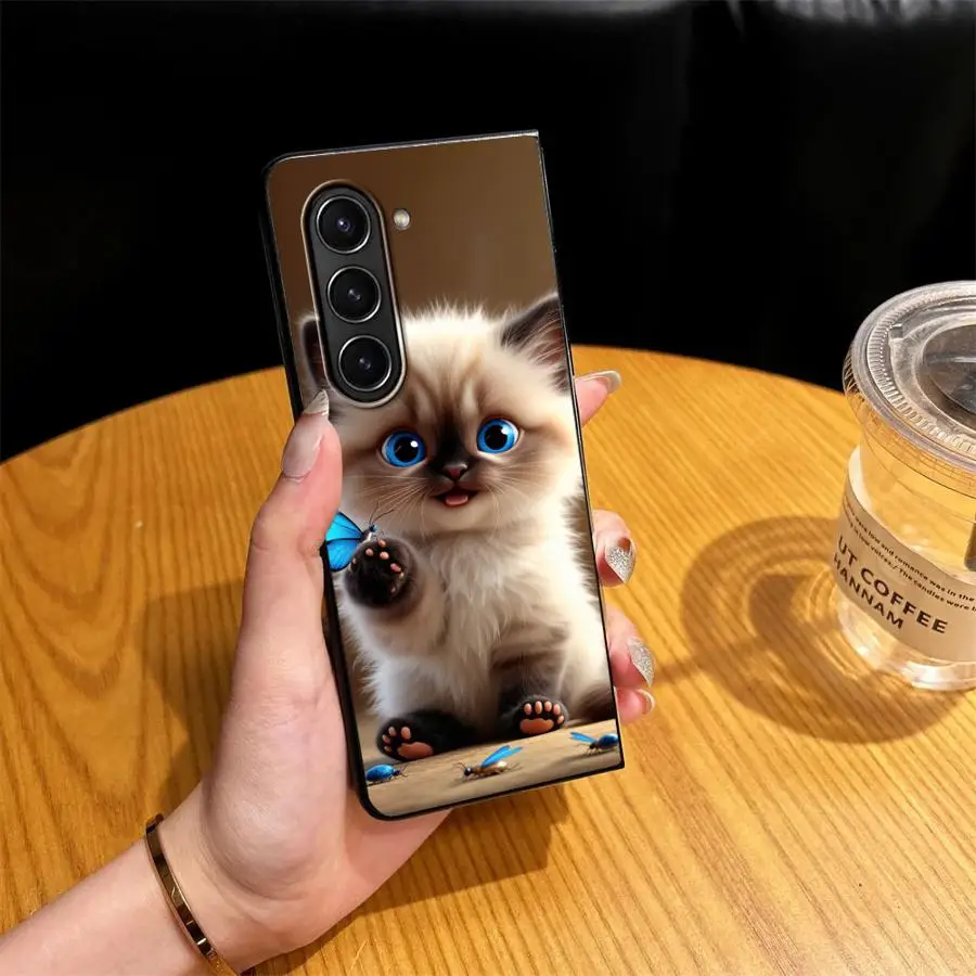 Case for Samsung Galaxy Z Fold 8 Ultra ZFold3 ZFold5 ZFold6 ZFold4 Z Fold 7 6 5 4 3 ZFold7 Phone Cover Cute Kitten