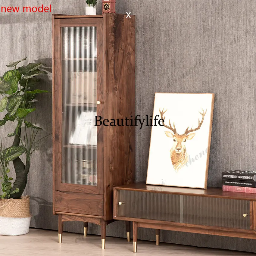 DD182Solid wood storage, bookcase new Chinese style, multi-function storage cabinet Japanese modern small apartment