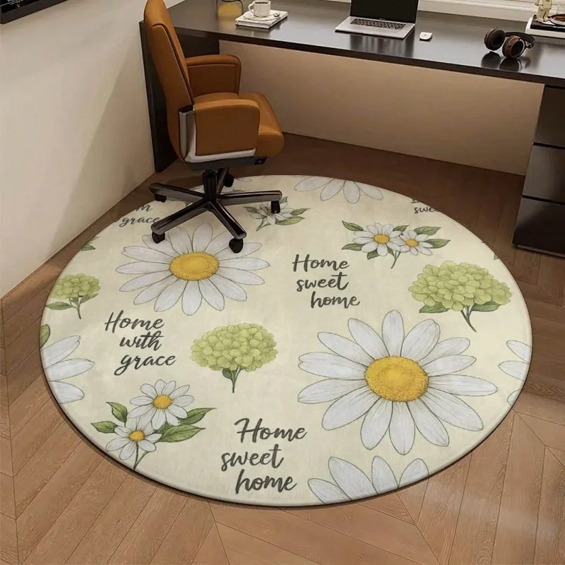 Love Heart Pattern Carpet Round Area Rug Romantic Home Decor Floor Cover Red Heart Print for Bedroom Living Room Lounge Accent