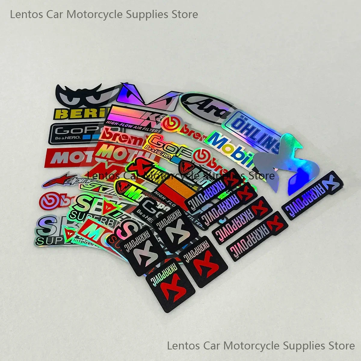 Colorful Laser Motorcycle Reflective Decorative Racing Sponsor Car Stickers Helmet Body Modification Decals Waterproof Sunscreen