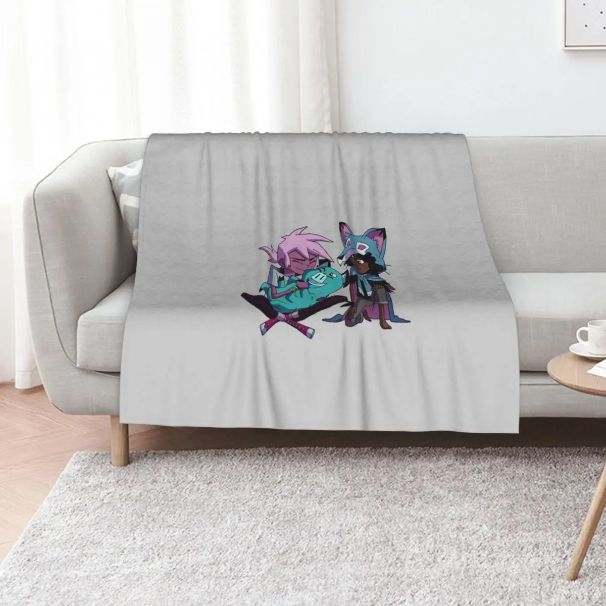 

Kipo, Wolf & Mandu - Kipo And The Age Of Wonderbeasts Throw Blanket Hairy Large Plush Blankets