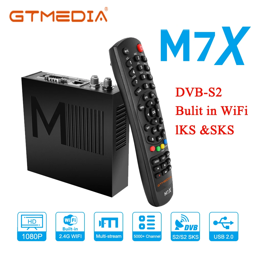 GTMEDIA M7X DVB-S2,Built in WiFi,Twin Tuner lKS&SKS Statellite Receiver 70W With Brazil CH SKS Free For Life