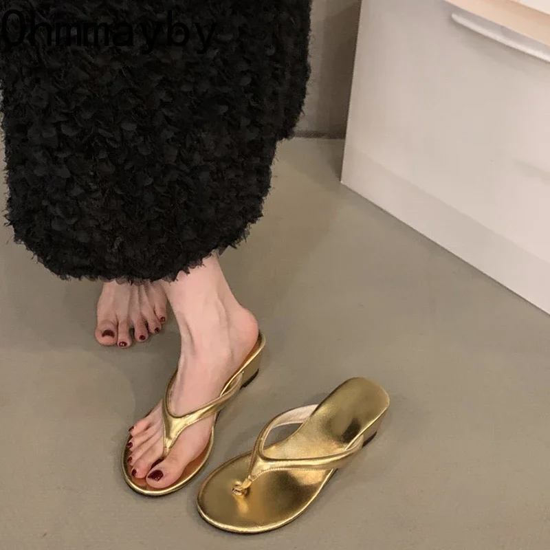 2024 Summer Women Slipper Fashion Clip Toe Wedges Heel Ladies Casual Sandal Shoes Outdoor Beach Vaction Slides