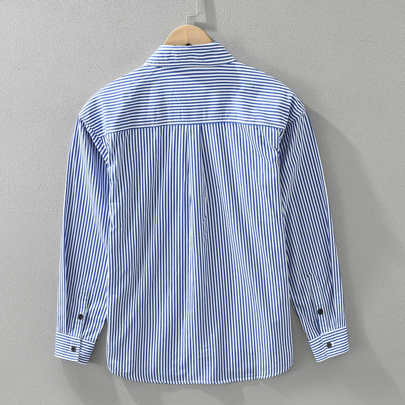 2024 Autumn New Striped Printed 100% Cotton Shirts for Men Clothing Casual Loose Long Sleeve Men Shirts CM7266