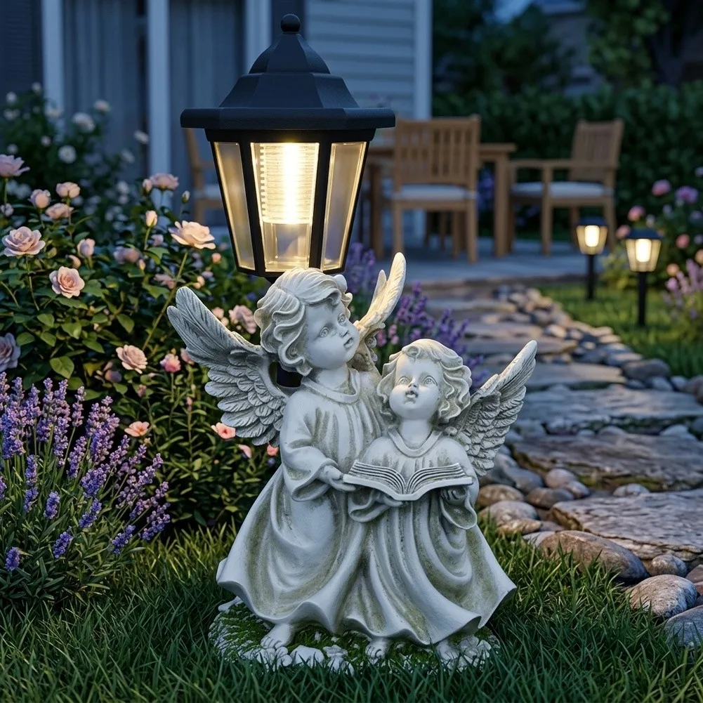 For OutFor Door Solar Angel Statue with IntegrateFor D Photocell for Reliable For Dusk For Detection anFor D For Dawn Shut-Off