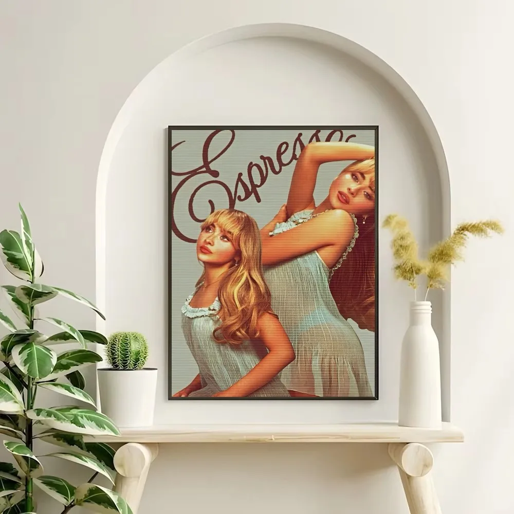Modern Fashion Singer Sabrina Carpenter Poster Self-adhesive Art Waterproof Paper Sticker Coffee House Bar Room Wall Decor