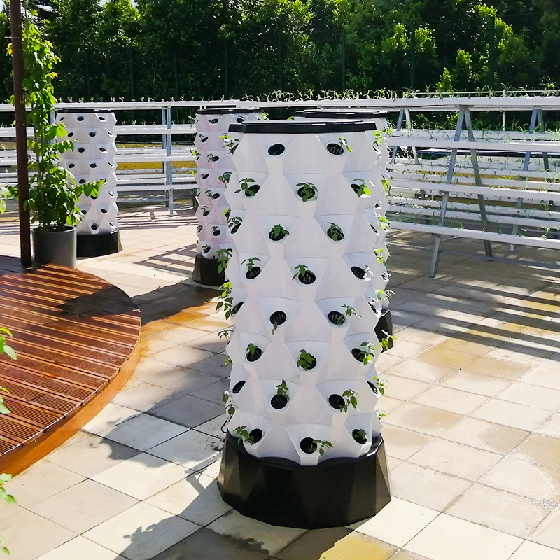 Factory Price 8 Layers Vertical Planter ABS Automatic Watering Hydroponic Tower Garden Equipment Hydroponic Vertical Farm Tower