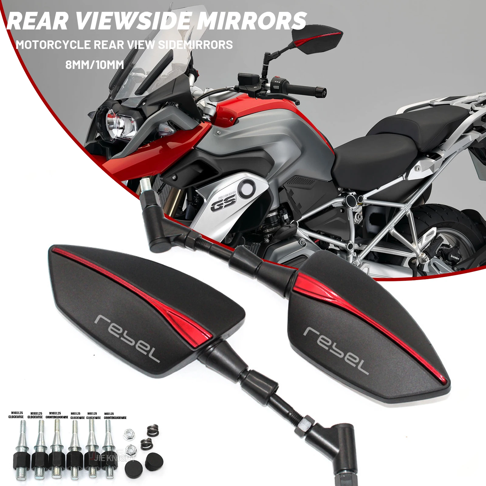 

For HONDA REBEL1100 DCT CMX1100 Rebel 1100 Rebel 300 Rebel 500 Motorcycle Mirror Adjustable Rearview Mirror Easy Installatio