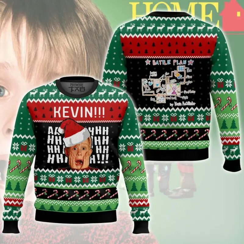 Home alone Kevin Christmas Ugly Sweater Funny Holiday Party Pullover Warm Cozy Plus Size Sweater for Youth Kids Xmas Gift 2026