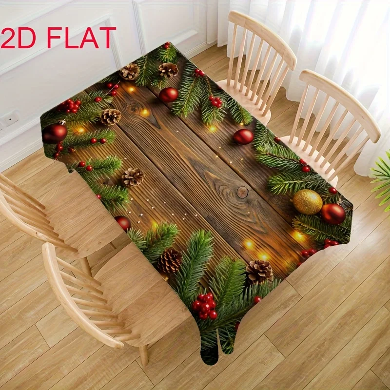 Elegant Christmas Tablecloth Runner for Dining Table Holiday Decor Waterproof Festive Pine Garland Centerpiece
