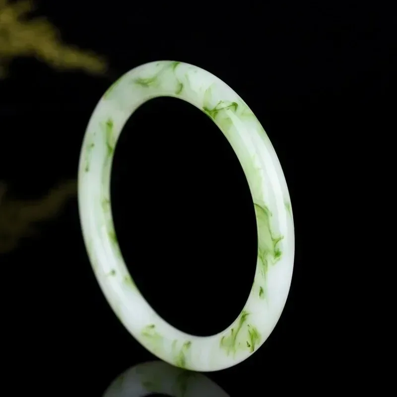 

Natural Fuchsia Hand Carved Round Bar Jade Bracelet Fashion Boutique Jewelry Men and Women Floating Flower Beauty Bracelet